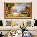 手绘聚宝盆壁画 客厅玄关餐厅定制有框山水装饰画 欧式 风景油画