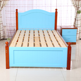 包邮简约现代实木床公主粉色单人床双人床松木床儿童床1.5米1.8米