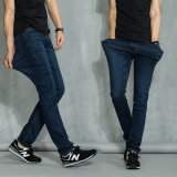 高弹力牛仔裤男士弹性长裤夏季薄款超弹力韩版修身直筒男装潮紧身
