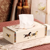 欧式陶瓷创意纸巾盒 奢华客厅装饰摆件高档工艺餐巾盒长款抽纸盒