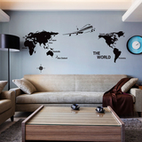 THE WORLD超大世界地图办公室教室卧室客厅 创意墙贴墙壁装饰贴纸