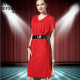 诗篇正品代购2016新款夏装性感包臀气质蝙蝠袖修身红色连衣裙特价