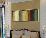 手绘玄关客厅卧室壁画挂画抽象有框画美式新古典横幅后现代装饰画
