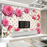 定制欧式3D立体浮雕玫瑰仿真软包壁画卧室沙发电视背景墙纸无纺布