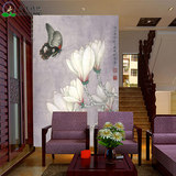 轩美家居 个性壁画 浪漫环保无缝整张墙纸 大型定制壁纸 玉兰蝴蝶