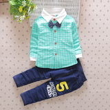 宝宝春装套装1-3岁 男童西装牛仔春季衬衣2一半周 小孩衣服韩版潮