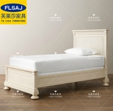 美式橡木床 实木儿童床 复古做旧雕花床 1.2米公主床小孩床王子床