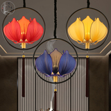 新中式古典莲花吊灯中国风仿古客厅创意荷花艺术书房会所餐厅灯具