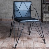 北欧几何休闲电脑椅个性软包咖啡椅创意铁艺镂空餐椅造型设计师椅
