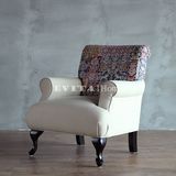 小户型精致布沙发简约美式单人沙发样板房老虎椅新款欧式布艺沙发