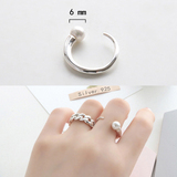 韩国冬季新品 S925纯银珍珠个性逗号符号开口戒指女 时尚生日礼物