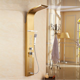 304不锈钢淋浴屏明装花洒套装金色智能沐浴屏淋浴器 淋浴柱 挂墙