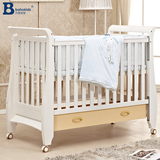 爱斯博儿婴儿床 实木欧式进口松木宝宝床白色多功能男女孩儿童床