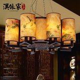 新中式吊灯客厅灯羊皮古典大气实木茶楼酒店仿古餐厅灯中国风灯具