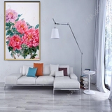 纯手绘植物花卉油画玄关卧室客厅家居装饰挂画壁画现代中式红牡丹