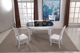 钢化玻璃餐桌大理石餐桌小户型伸缩折叠实木餐桌大圆桌餐桌椅组合