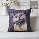 IME爱我 英国短毛猫创意抱枕 靠枕沙发靠垫 含芯蓝猫喵星人抱枕套