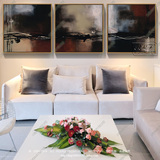 客厅玄关门厅家居装饰摆件三拼抽象油画大芬村纯手绘