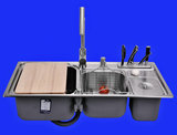 普乐美BM602 双盆套餐 厨房洗菜盆 304不锈钢水槽 双槽带垃圾桶