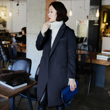 2015冬装新款中长款羊绒大衣女韩版 修身显瘦毛呢子外套 长袖高端