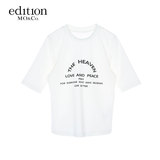 Edition10字母刺绣T恤女夏弹力棉针织休闲短袖EA162TST06 moco