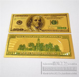 老版100美金美国钞票金箔彩色美金纸币纪念币外国钱币收藏工艺品