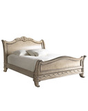 美式新古典卧室家具  欧式实木雪橇床 白色做旧双人床雕花床定制