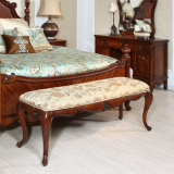 美式床尾凳 家具全实木床前双人布艺沙发床头凳长凳 卧室穿换鞋凳