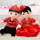 中式唐装婚庆娃娃 压床娃娃 结婚礼物 结婚喜娃娃一对 婚房装饰