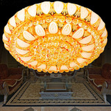 豪华客厅金色聚宝盆LED圆形卧室吸顶欧式七彩遥控大气1.2米水晶灯