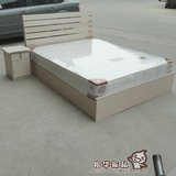 现代简约拆装板式单人卧室双人床非实木条纹色送床板同城包邮