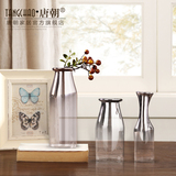 热卖包邮 银色水培透明玻璃花瓶 现代简约插花瓶摆件时尚台面花瓶