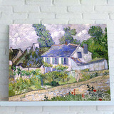 奥维尔的房子Auvers 梵高田园风景油画名画复制品餐厅客厅无框画