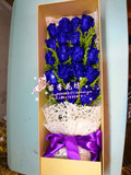 上海鲜花批发同城速递 鲜花玫瑰蓝色妖姬精品礼盒蓝色玫瑰