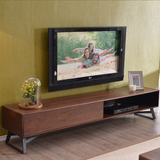 北欧电视柜现代简约深胡桃色地柜木质木纹储物电视柜组合极美家具