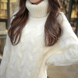 冬季新品韩版高领毛衣裙女套头宽松中长款韩国内搭打底冬装加厚潮