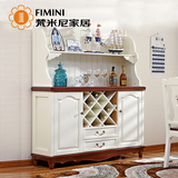 梵米尼地中海餐边柜厨房烤漆实木欧式酒柜白色烤漆组装储物碗柜