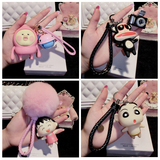 韩国可爱卡通獭兔毛球汽车钥匙扣链男女士包包挂件BV编织创意定制
