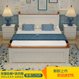 现代简约实木双人床1.5米1.8m松木单人床白色成人床带储物送床垫