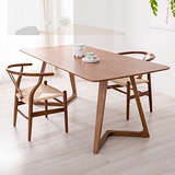 简约现代餐桌创意异形腿实木长方形餐桌椅组合北欧宜家休闲咖啡桌