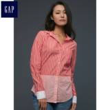 领券更优惠 Gap女装 清爽条纹拼接色块长袖衬衫199804