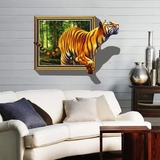 可移除墙贴老虎3D立体动物墙贴纸客厅沙发背景墙现代装饰贴画自粘