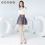 CCDD2016春装新款专柜正品波普几何印花半身短裙A字百褶蓬蓬裙