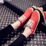 环球高帮红色帆布鞋女学生鞋板鞋韩版春季平底单鞋人本帆布鞋女鞋