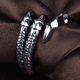 恒银轩泰银饰品 s925纯银个性男款指环 复古潮流个性龙爪开口戒指