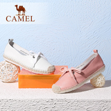 Camel/骆驼女鞋 甜美 休闲真皮圆头低跟系带渔夫鞋单鞋