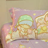 淡紫色双子星公主可爱卡通安睡宝贝纯全棉床上用品四件套床单床笠