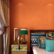 歌诗雅无纺布壁纸 卧室餐厅背景墙东南亚纯色简约风墙纸136红橙色