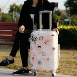 涂鸦铝框拉杆箱韩版女硬箱20寸24寸静音万向轮旅行箱pc镜面行李箱