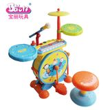 品牌正品宝丽摇滚琴鼓组合爵士鼓儿童玩具儿童音乐玩具宝宝架子鼓